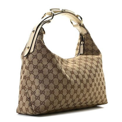 Gucci Monogram Medium Horsebit Chain Hobo Off White 3 of 14