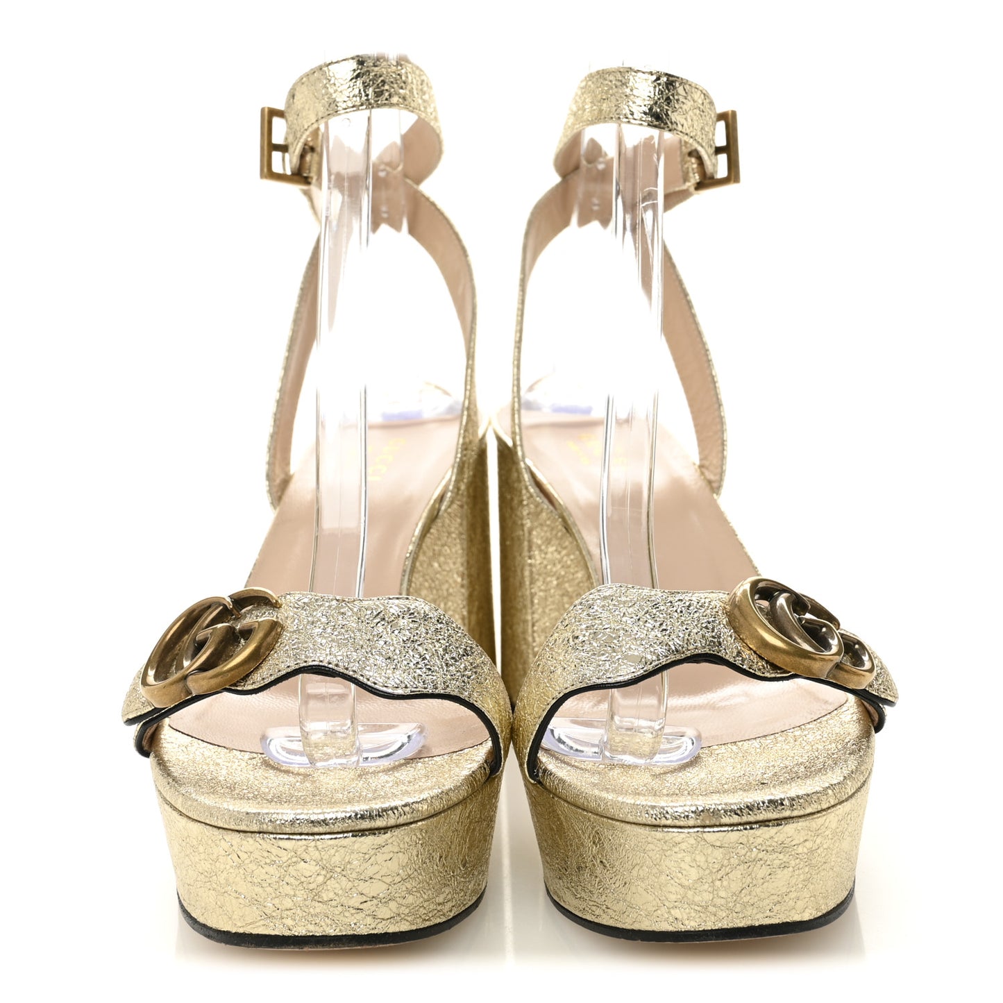 Galassia GG Marmont Ankle Wrap 90mm Sandals 39 Platino