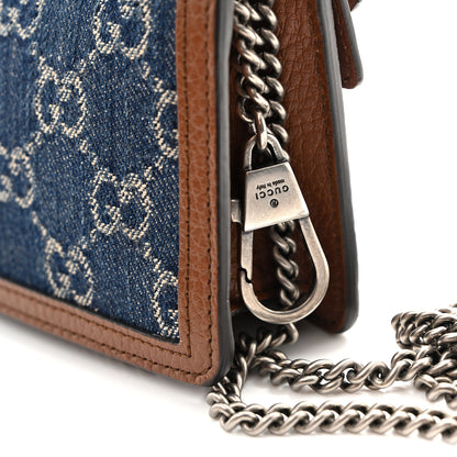 Gucci New Denim GG Monogram Dollar Calfskin Enamel Super Mini Dionysus Shoulder Bag Blue Tea Cuir Epilog Electric Blue 12 of 12
