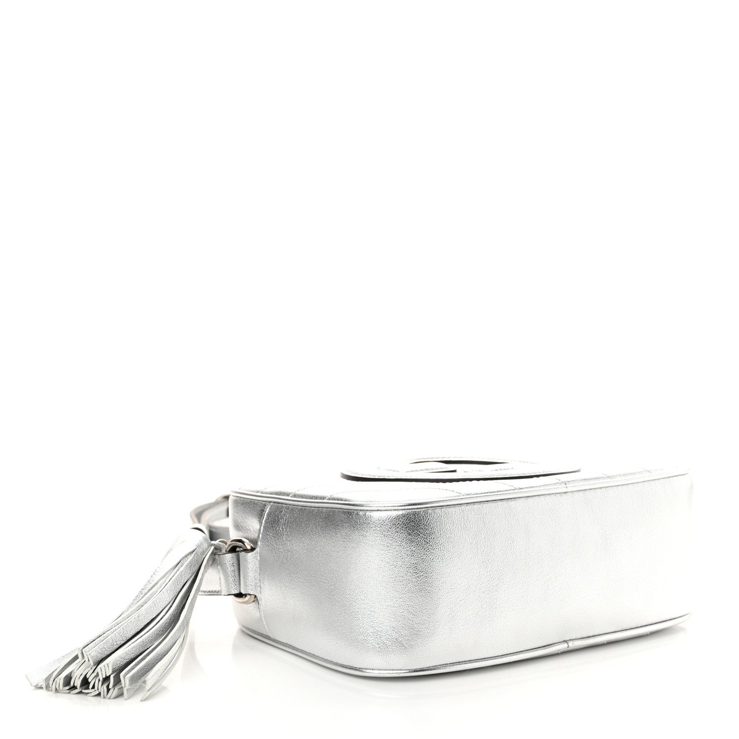 Gucci Metallic Sakai Be Green Calfskin Diagonal Stitched Small Blondie Shoulder Bag Silver 4 of 10