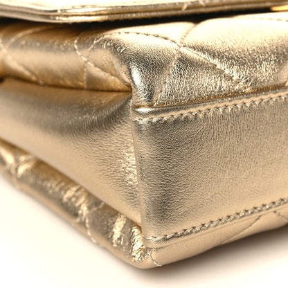 Chanel Metallic Lambskin Quilted Mini CC Crystal Logo Chain Flap Gold 8 of 11