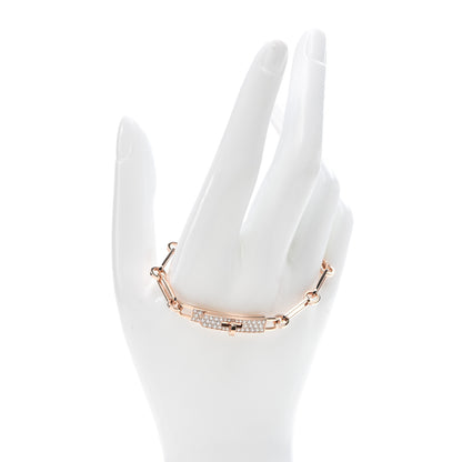 Hermes 18K Rose Gold Diamond Pave PM Kelly Chaine Bracelet ST 2 of 6