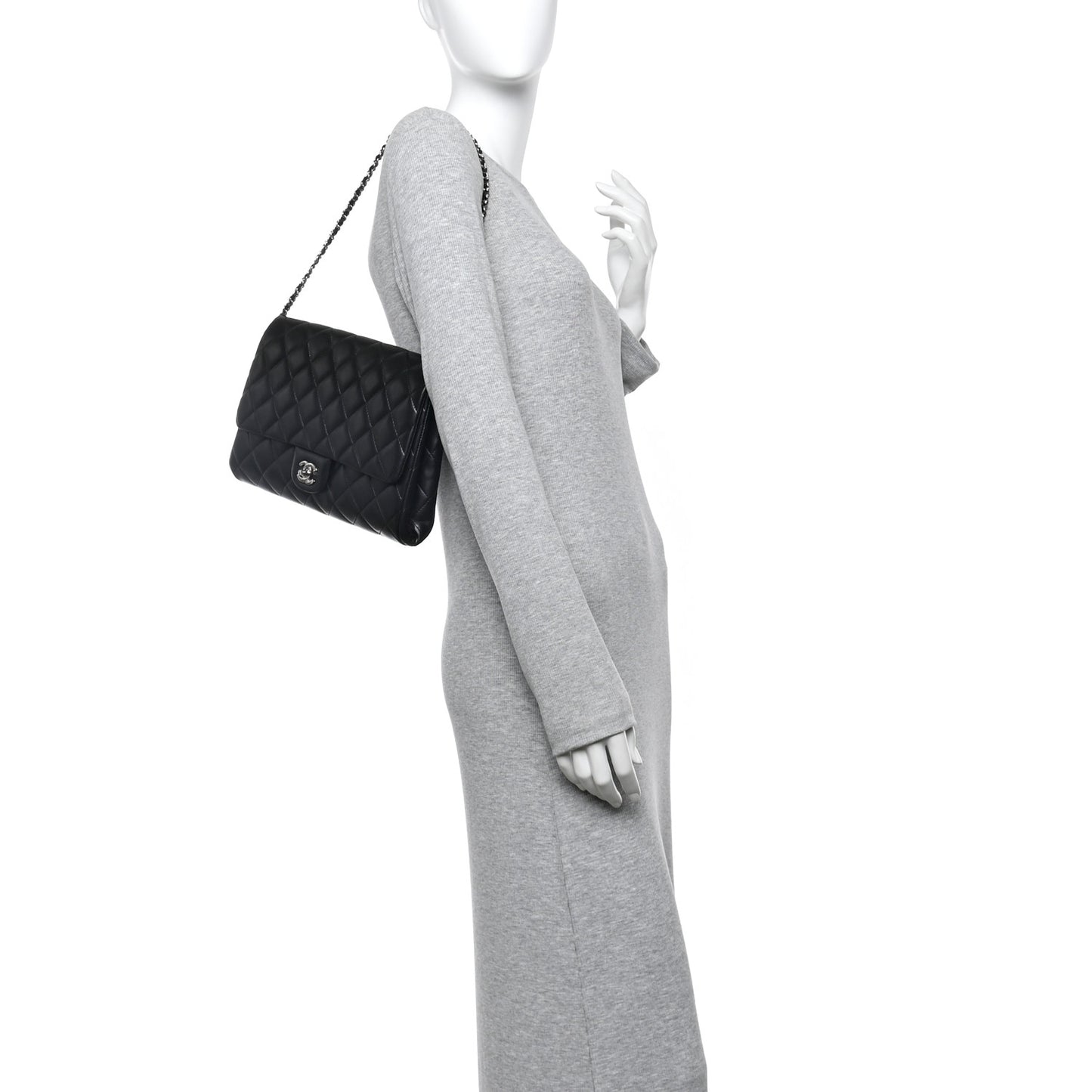 Lambskin Quilted Clutch With Chain Flap Black