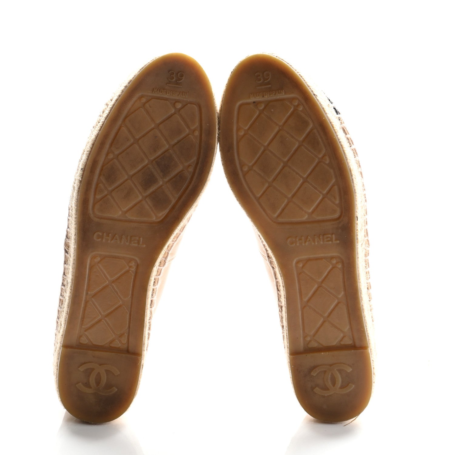Chanel Lambskin CC Espadrilles 39 Beige Black 6 of 9