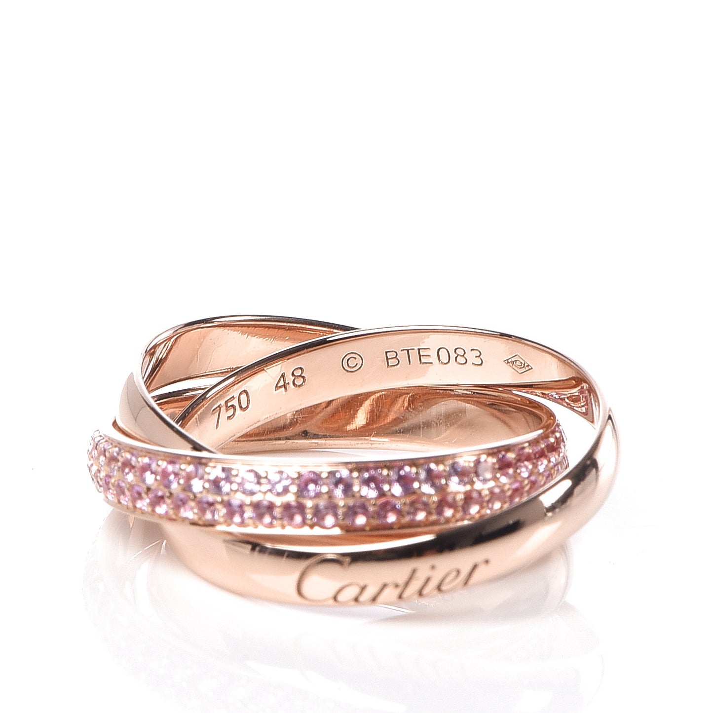 18K Pink Gold Pink Sapphire Trinity Ring 48 4.5