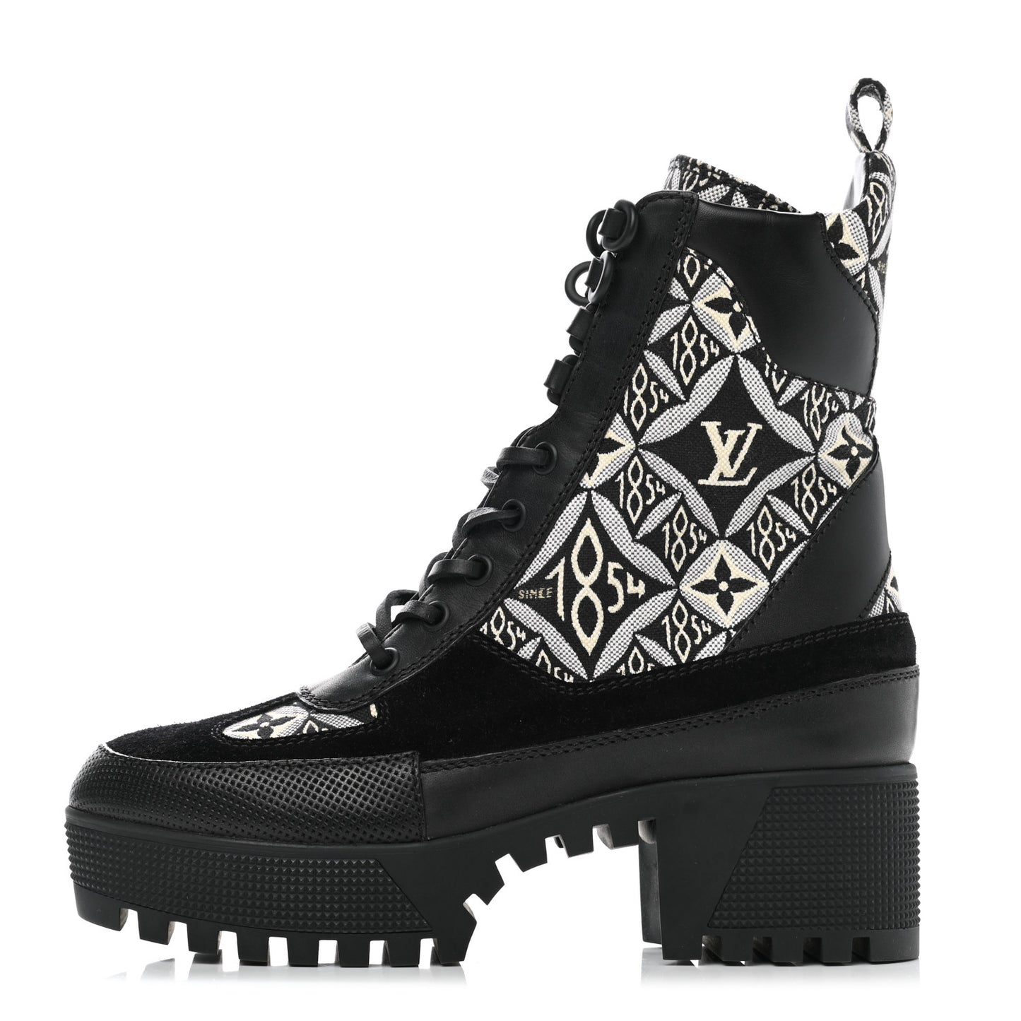 Suede Calfskin Jacquard Since 1854 Laureate Platform Desert Boots 36 Black