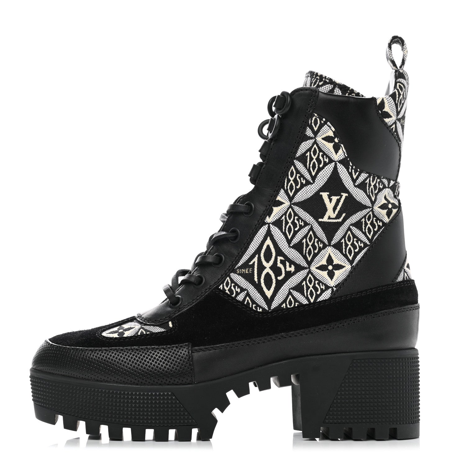 Louis Vuitton Suede Calfskin Jacquard Since 1854 Laureate Platform Desert Boots 36 Black 1 of 8