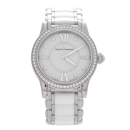 David Yurman Stainless Steel Ceramic Diamond Bezel 34mm Classic Quartz Watch White 1 of 11