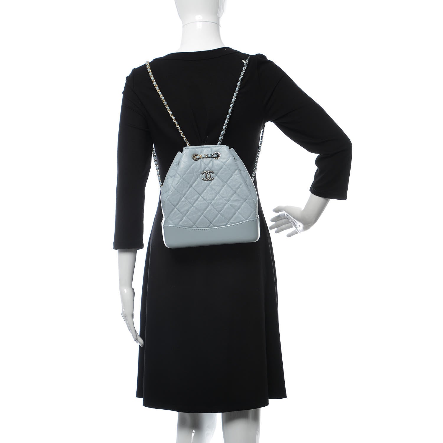 Chanel Aged Calfskin Quilted Small Gabrielle Backpack Light Blue 2 of 10