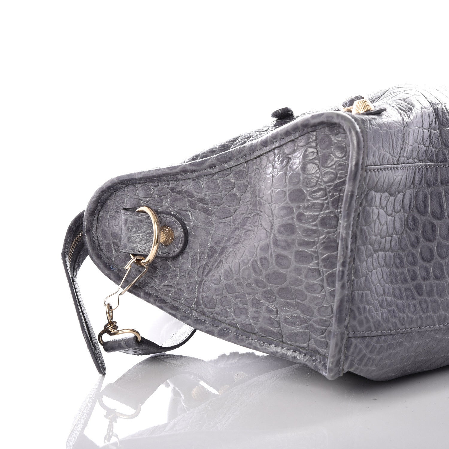 Balenciaga Calfskin Crocodile Embossed Giant 12 Gold Hardware City Gris Beton 11 of 14