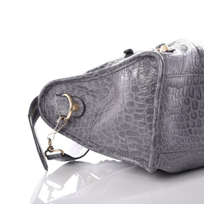 Balenciaga Calfskin Crocodile Embossed Giant 12 Gold Hardware City Gris Beton 11 of 14