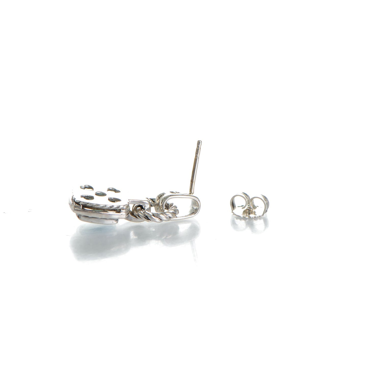 Sterling Silver Diamond Blue Topaz 7mm Renaissance Drop Earrings
