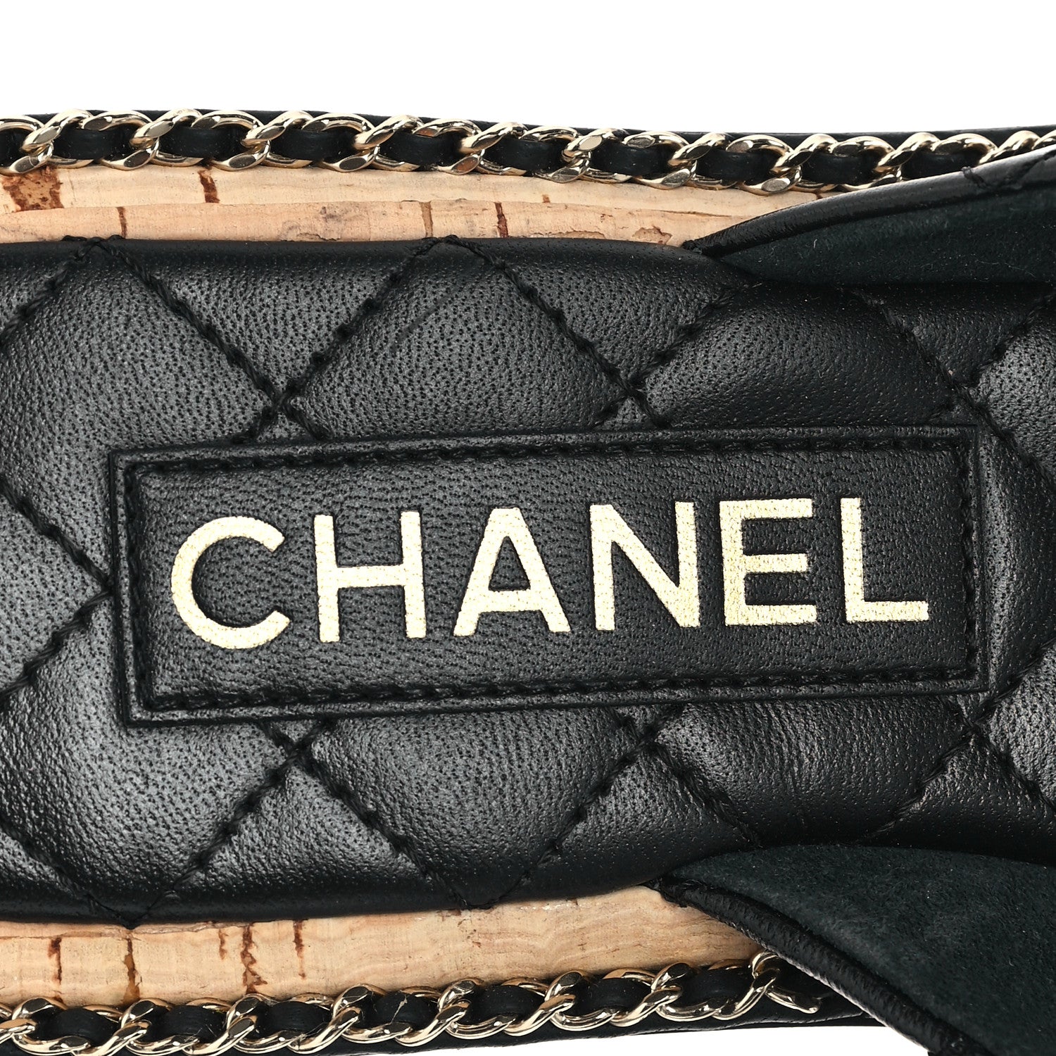 Chanel Lambskin Quilted Chain CC Sandals 38 Black 8 of 10