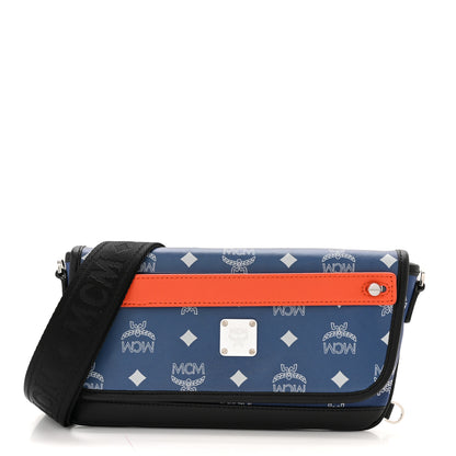MCM Visetos Reflective Nylon Resnick Crossbody Bag Estate Blue 3 of 10