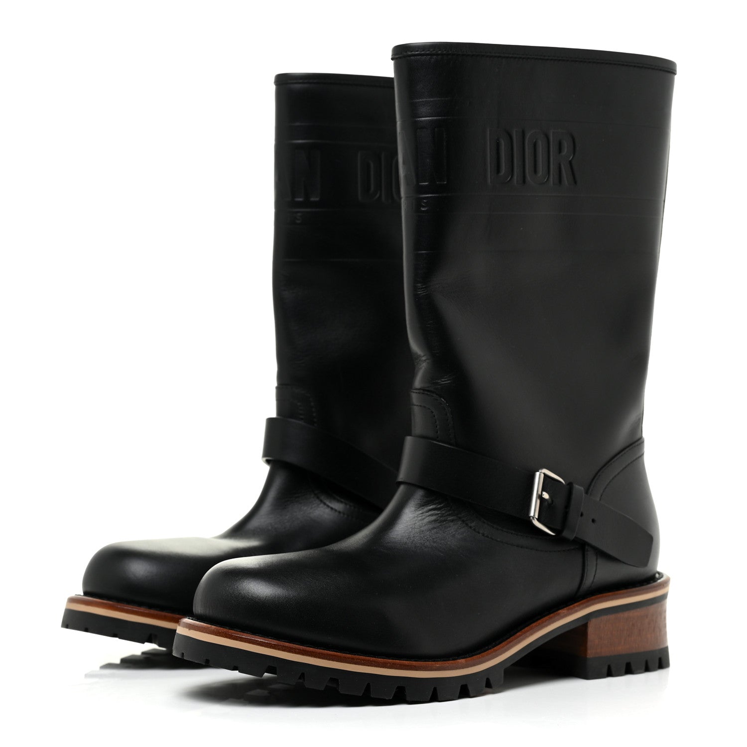 Christian Dior Calfskin Embossed Dior Quest 35mm Biker Boots 37 Black 3 of 11