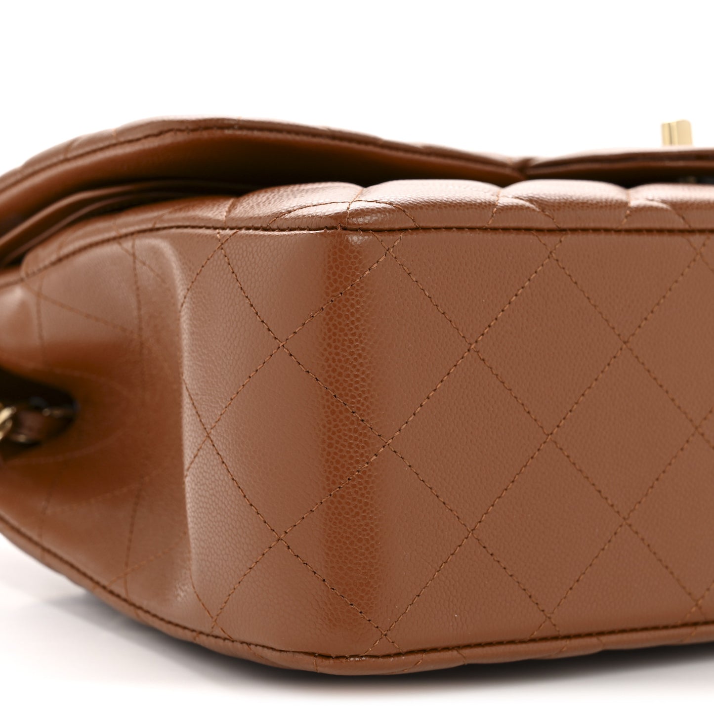 Caviar Quilted Jumbo Double Flap Light Brown