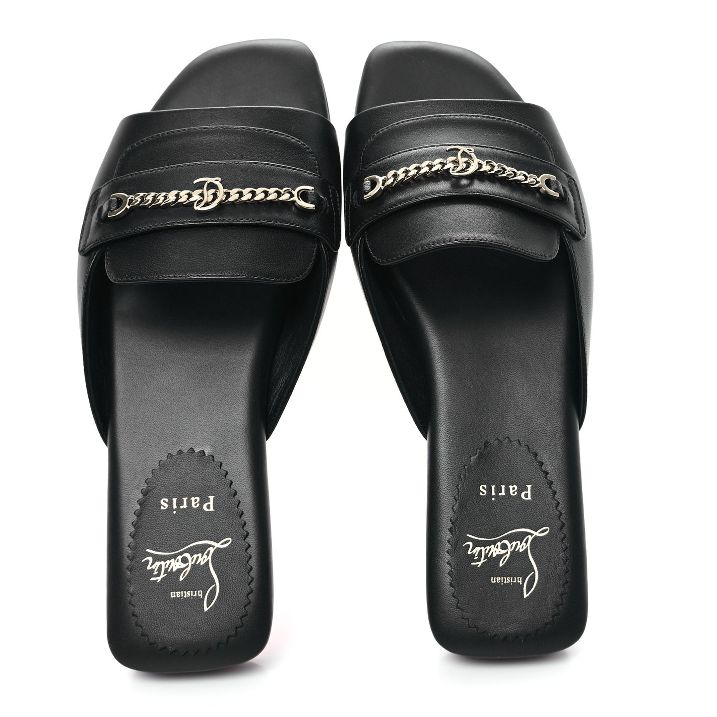 Calfskin Miss MJ Mule Flat Slides 40 Black