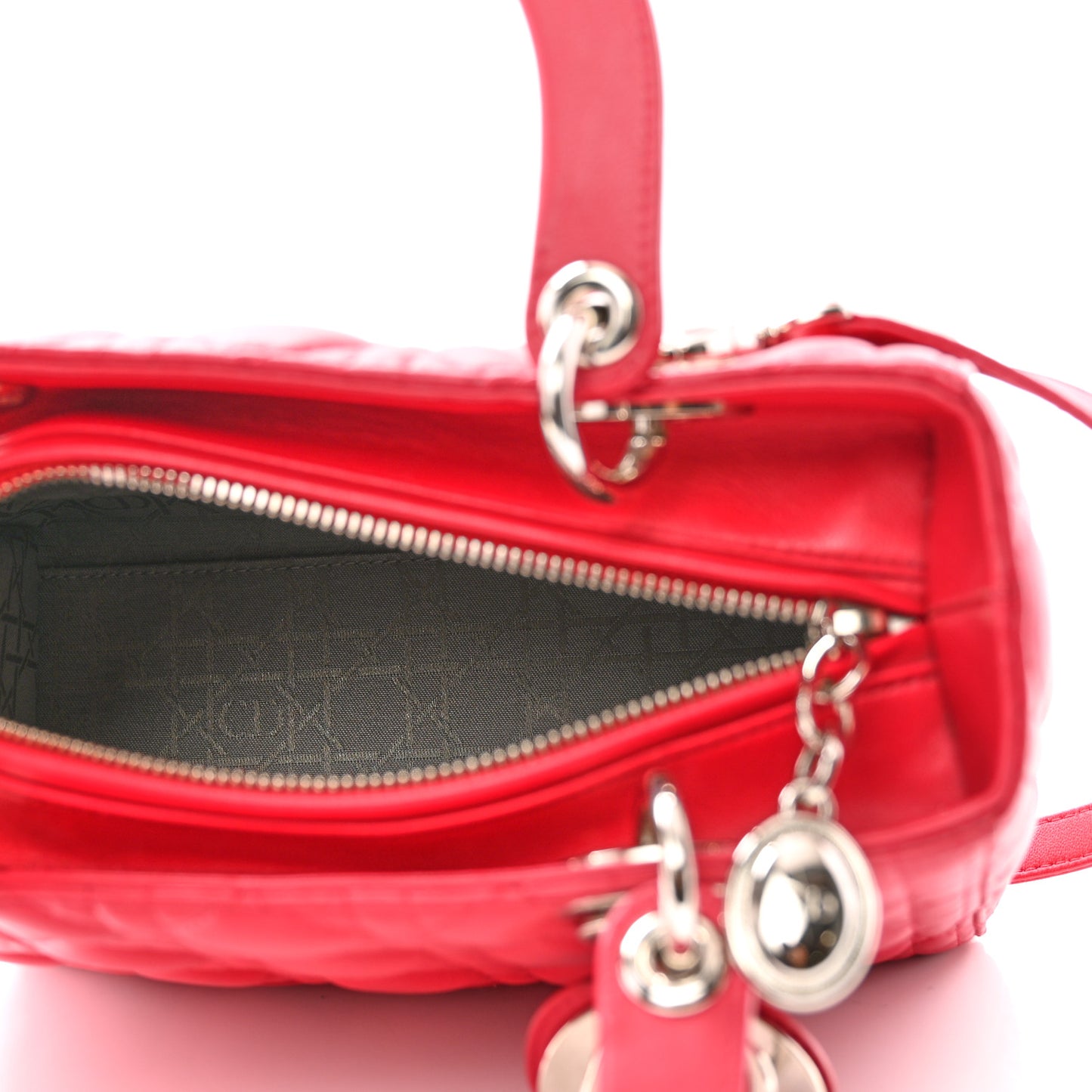 Lambskin Cannage Medium Lady Dior Red