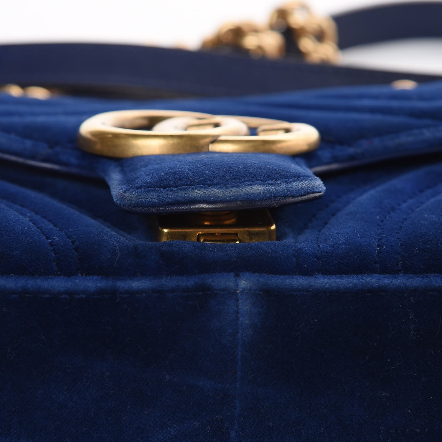 Gucci Velvet Matelasse Mini GG Marmont Shoulder Bag Cobalt Blue 9 of 12