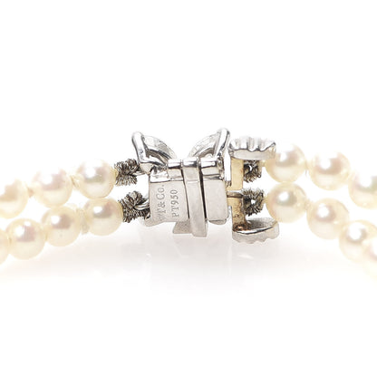 Tiffany Platinum Diamond Pearl Victoria Two-row Bracelet 4 of 7