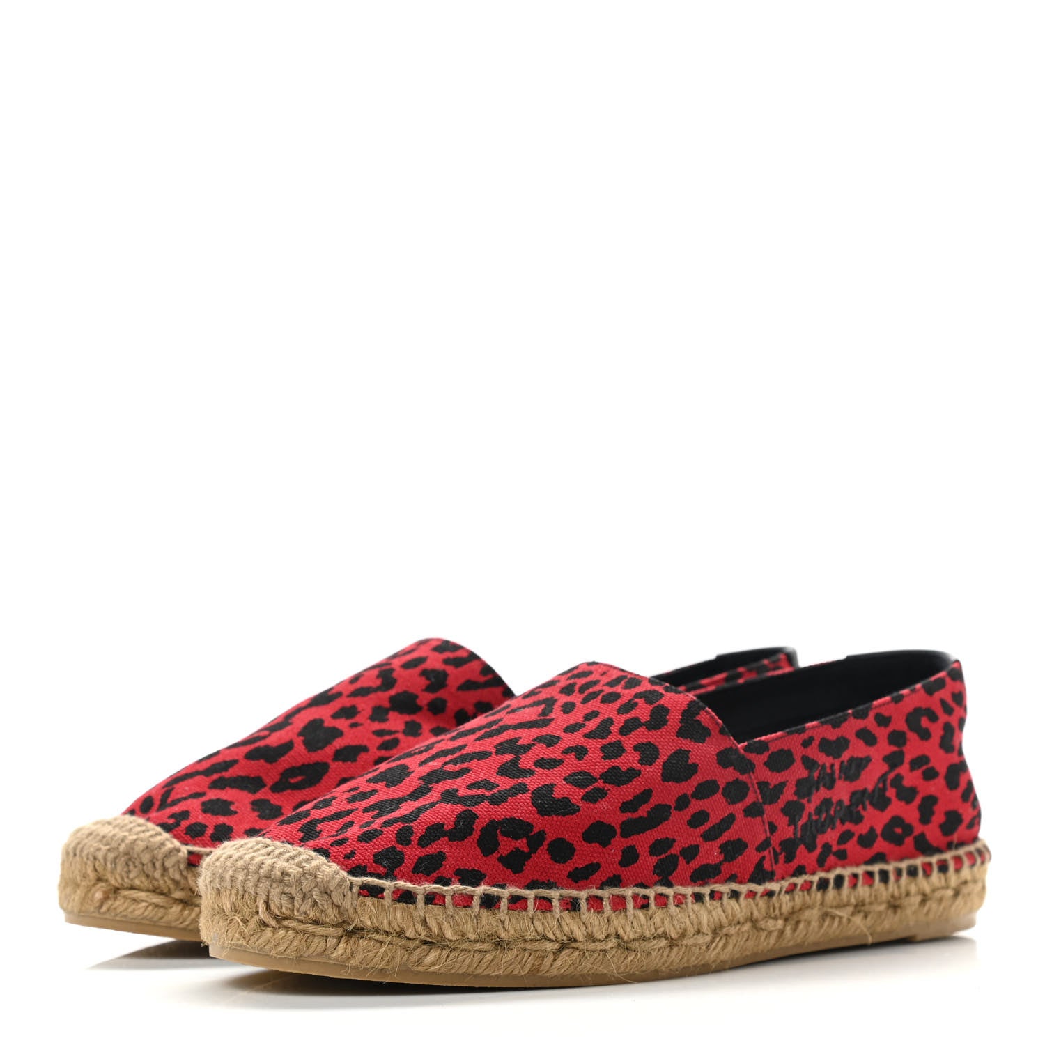 Saint Laurent Canvas Leopard Print Espadrilles 38 Red Black 3 of 10