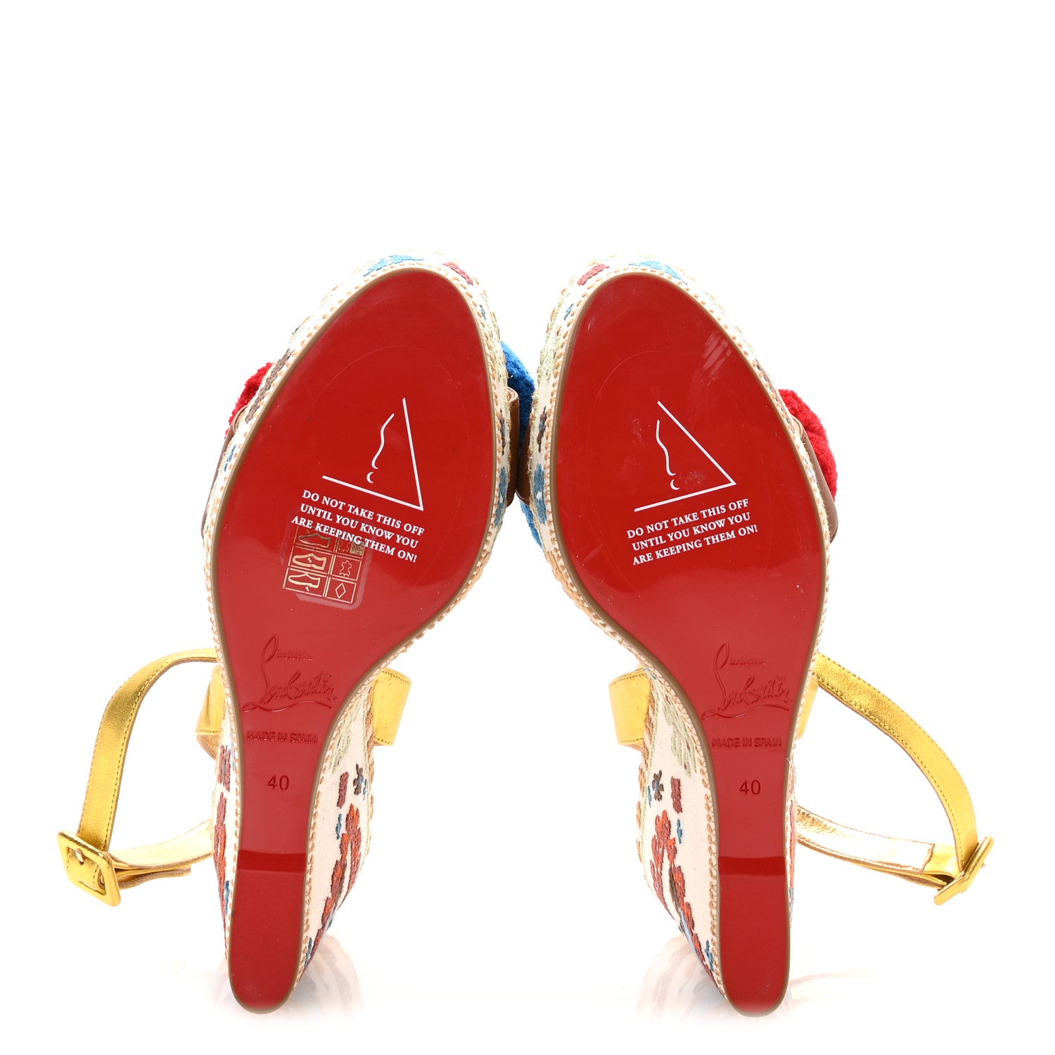 Christian louboutin デニムサンダル Christian Louboutin Denim Embroidered Cycladissimo 120 Wedge