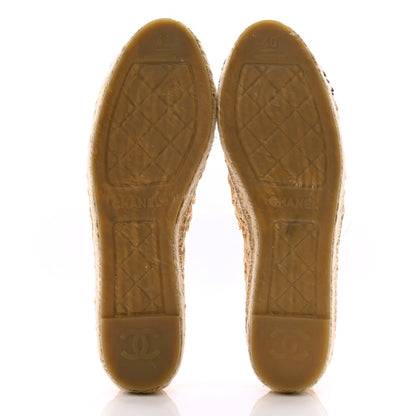 Chanel Woven Fabric Grosgrain CC Espadrilles 40 Beige Black 5 of 9