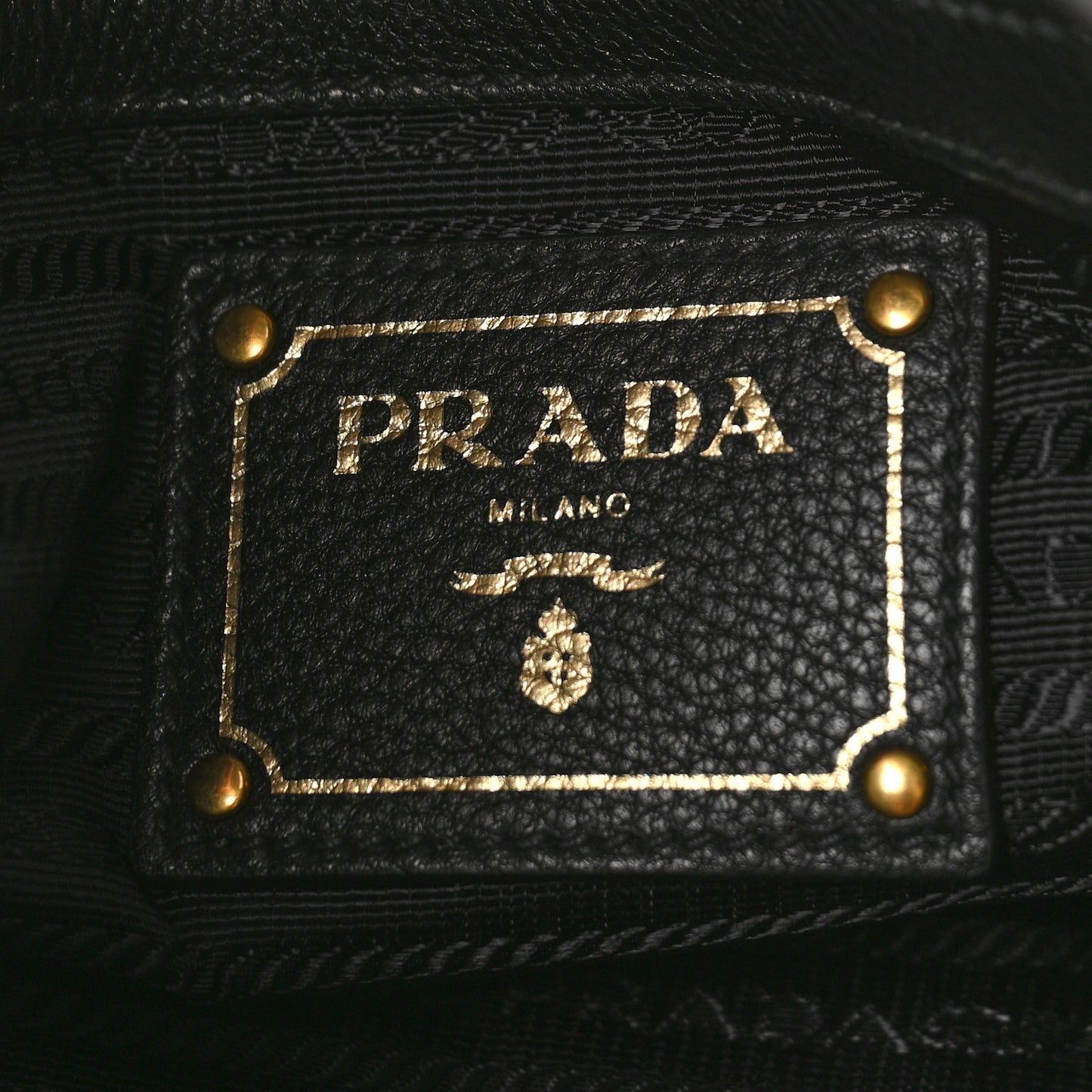 Vitello Phenix Embossed Logo Hobo Black