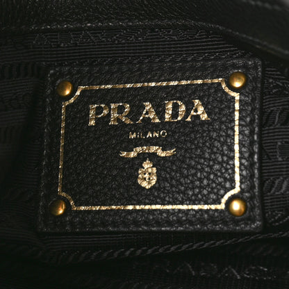 Prada Vitello Phenix Embossed Logo Hobo Black 6 of 9