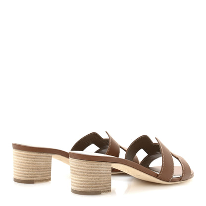 Hermes Calfskin Oasis Sandals 38.5 Gold 5 of 10