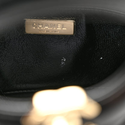 Chanel Shiny Crumpled Calfskin Quilted Mini 31 Shopping Bag Black 7 of 12