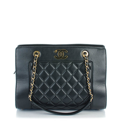 Chanel Sheepskin Quilted Mademoiselle Vintage Shopping Tote Black 1 of 11