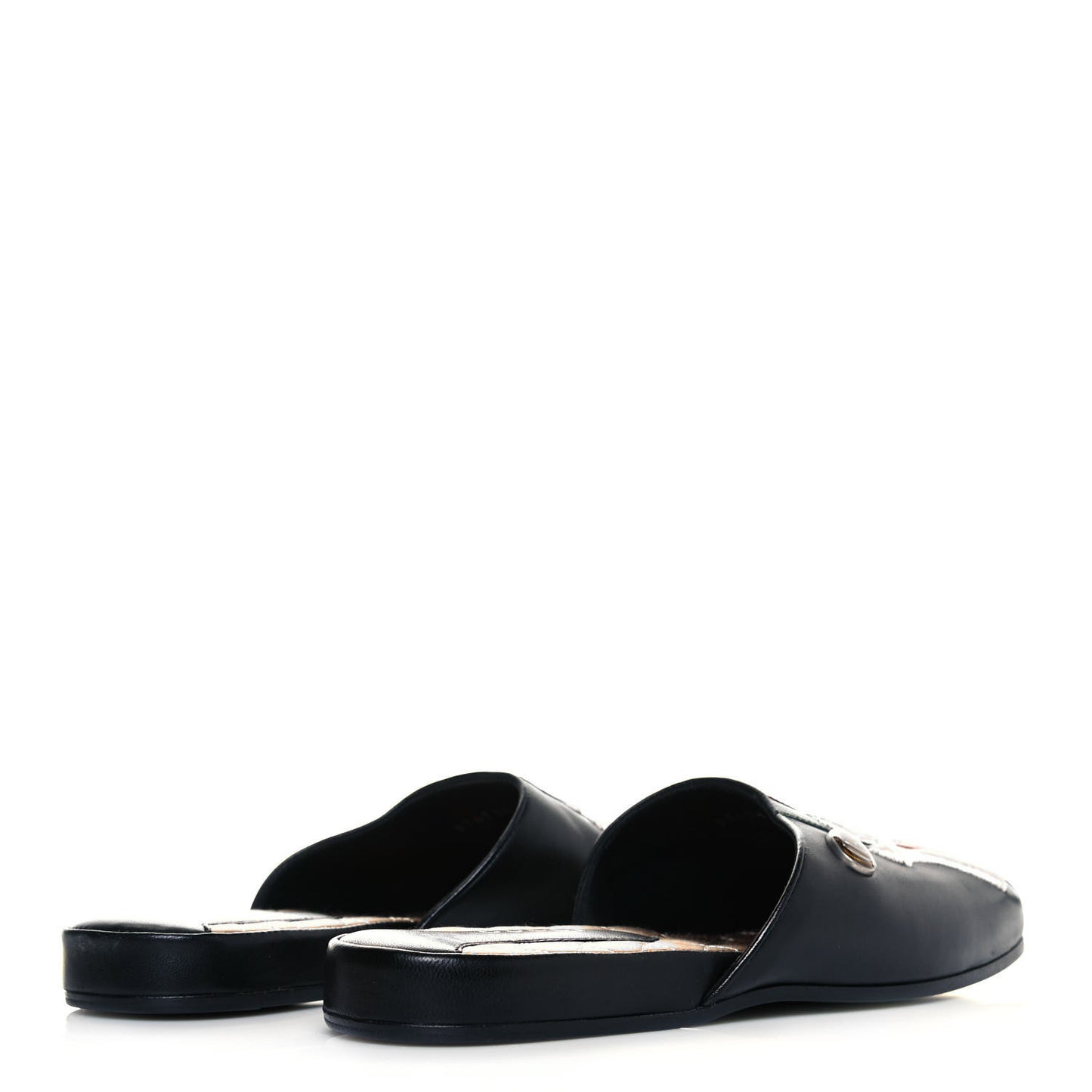 X MLB Lambskin NY Yankees Embroidered Womens GG Slippers 36 Black