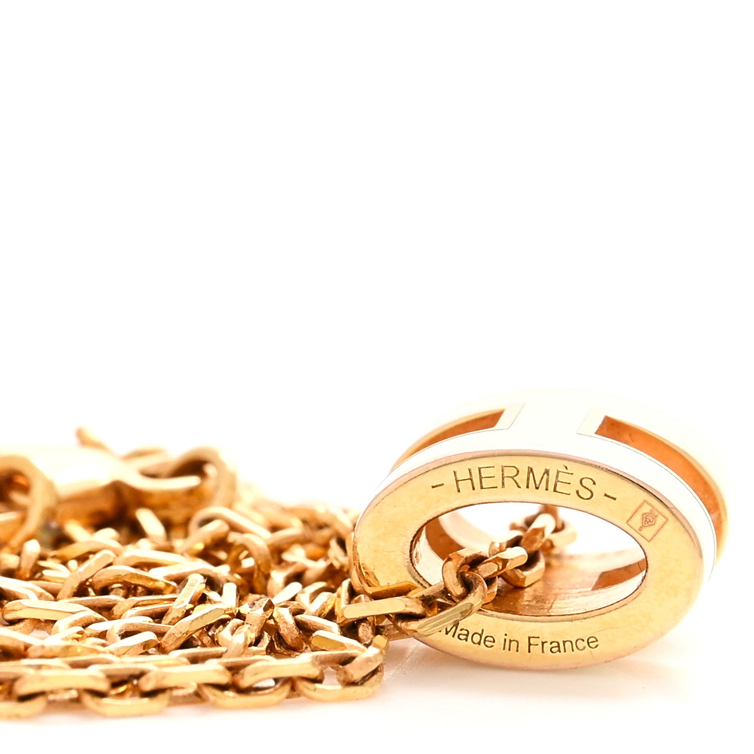 Hermes Lacquered Gold Mini Pop H Pendant Necklace White 6 of 7