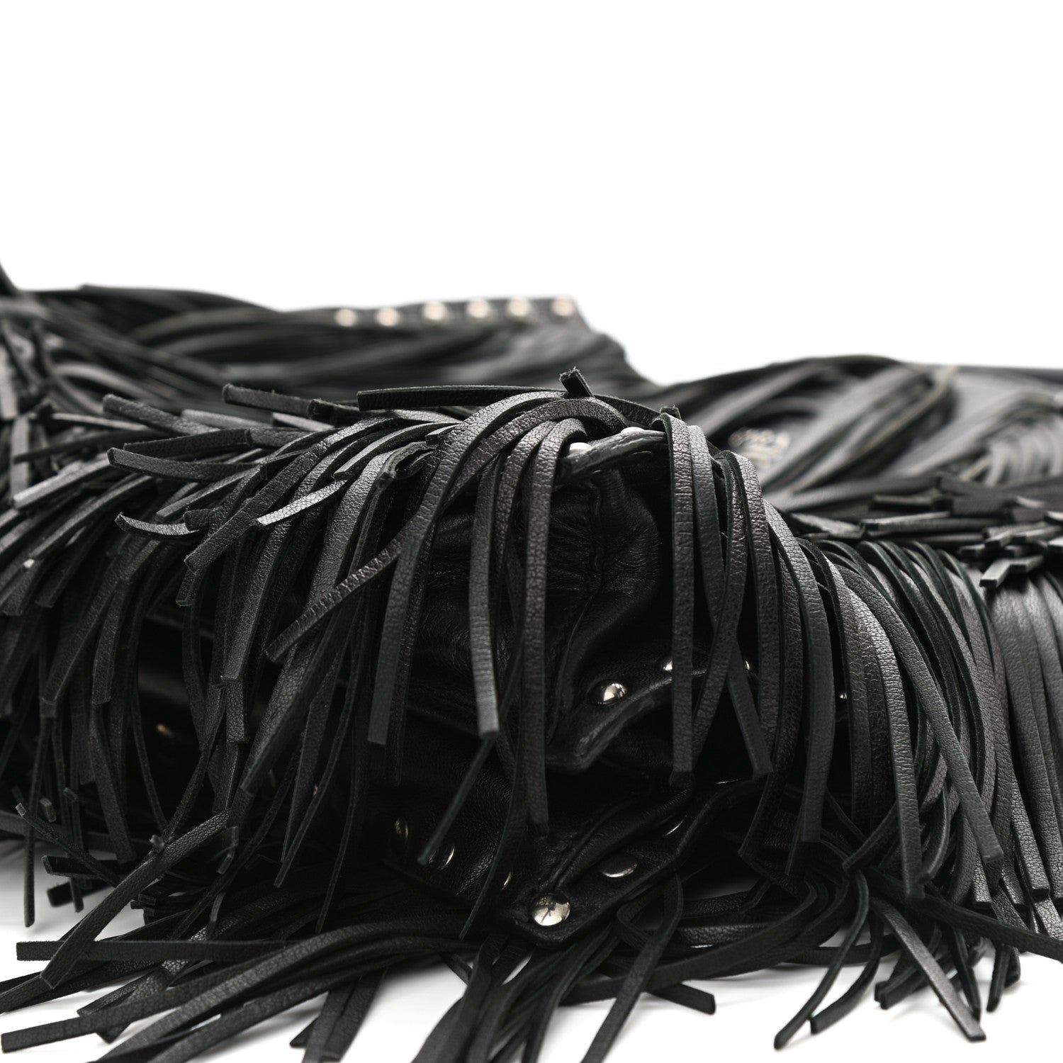 Prada Nappa Fringe Tote Black 10 of 13