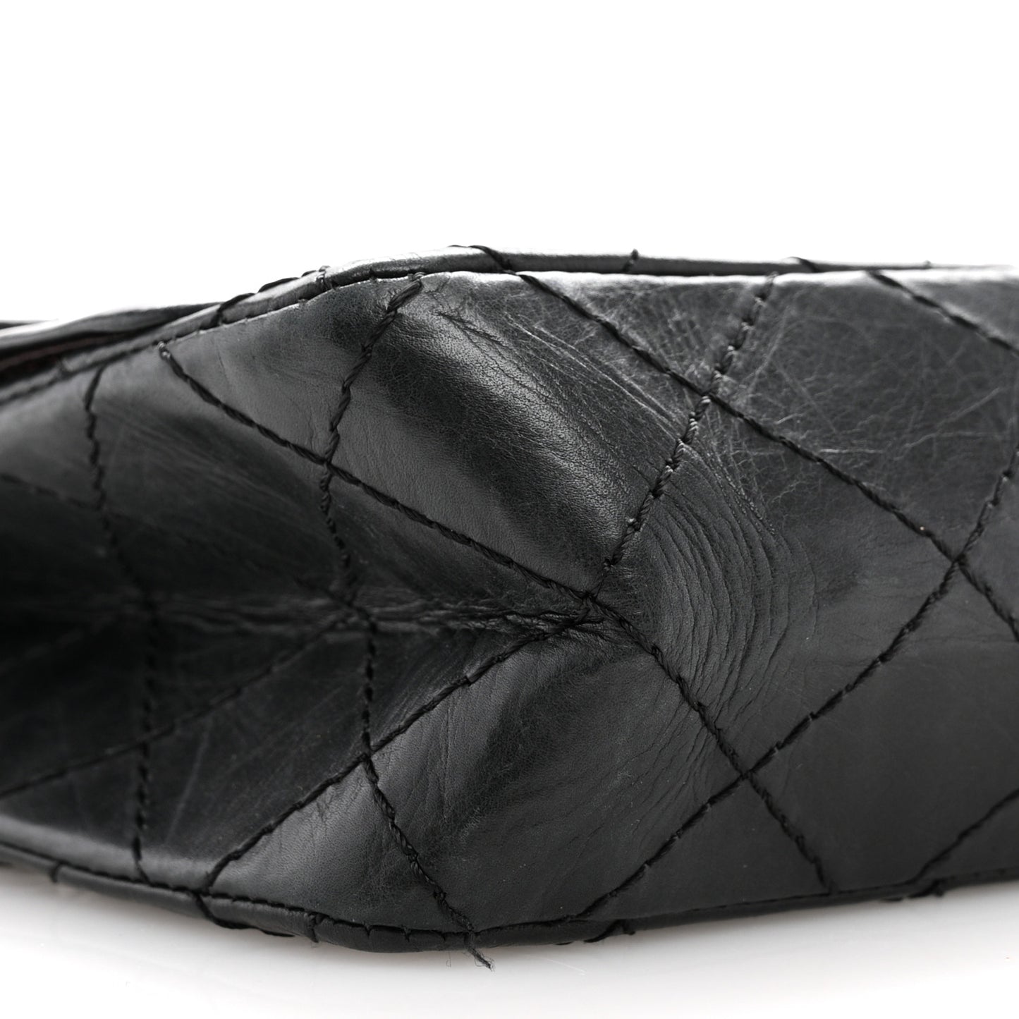 Aged Calfskin Quilted Medium Double Flap Black