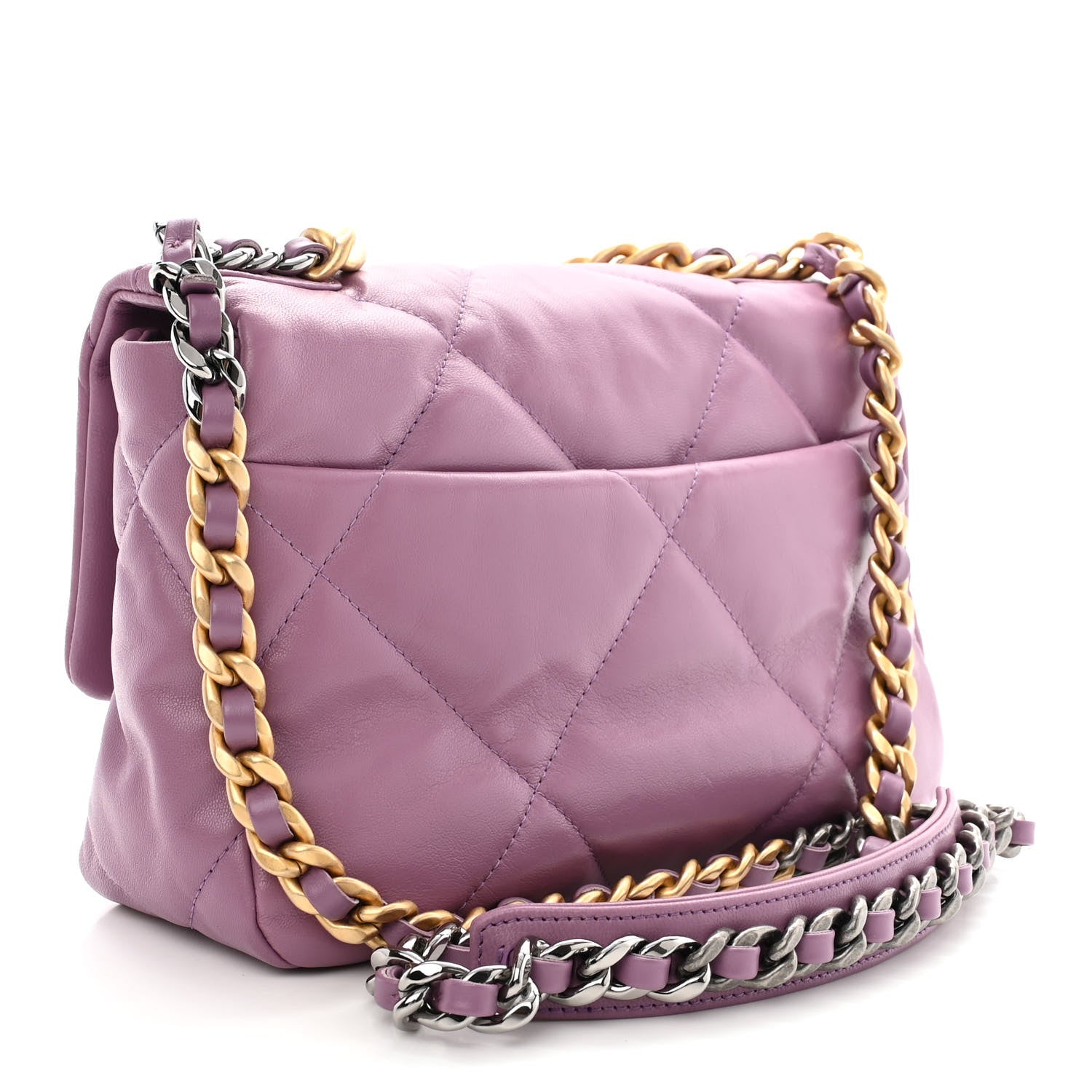 Chanel Lambskin Quilted Medium Chanel 19 Flap Light Purple 3 of 10