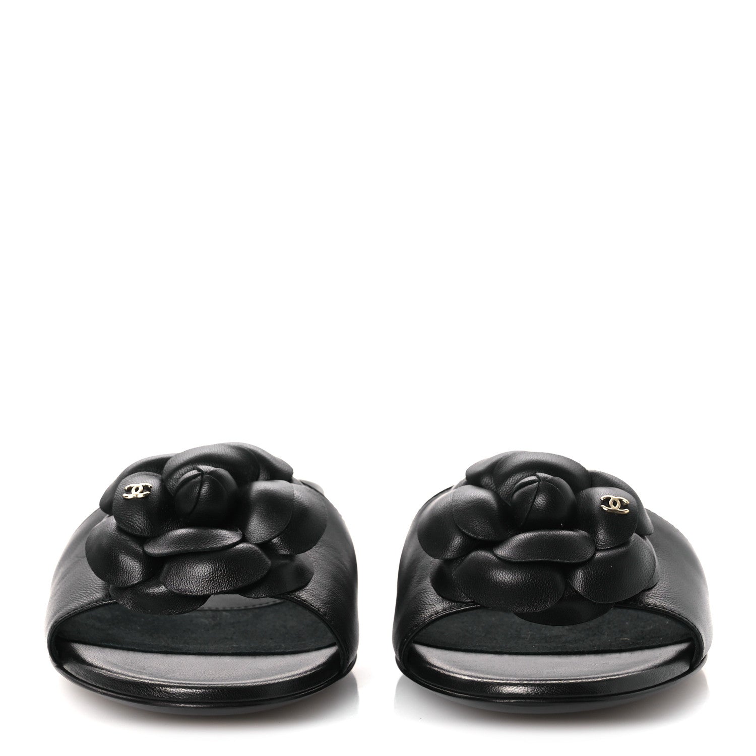 Chanel Lambskin Camellia Sandal Mules 37.5 Black 3 of 11