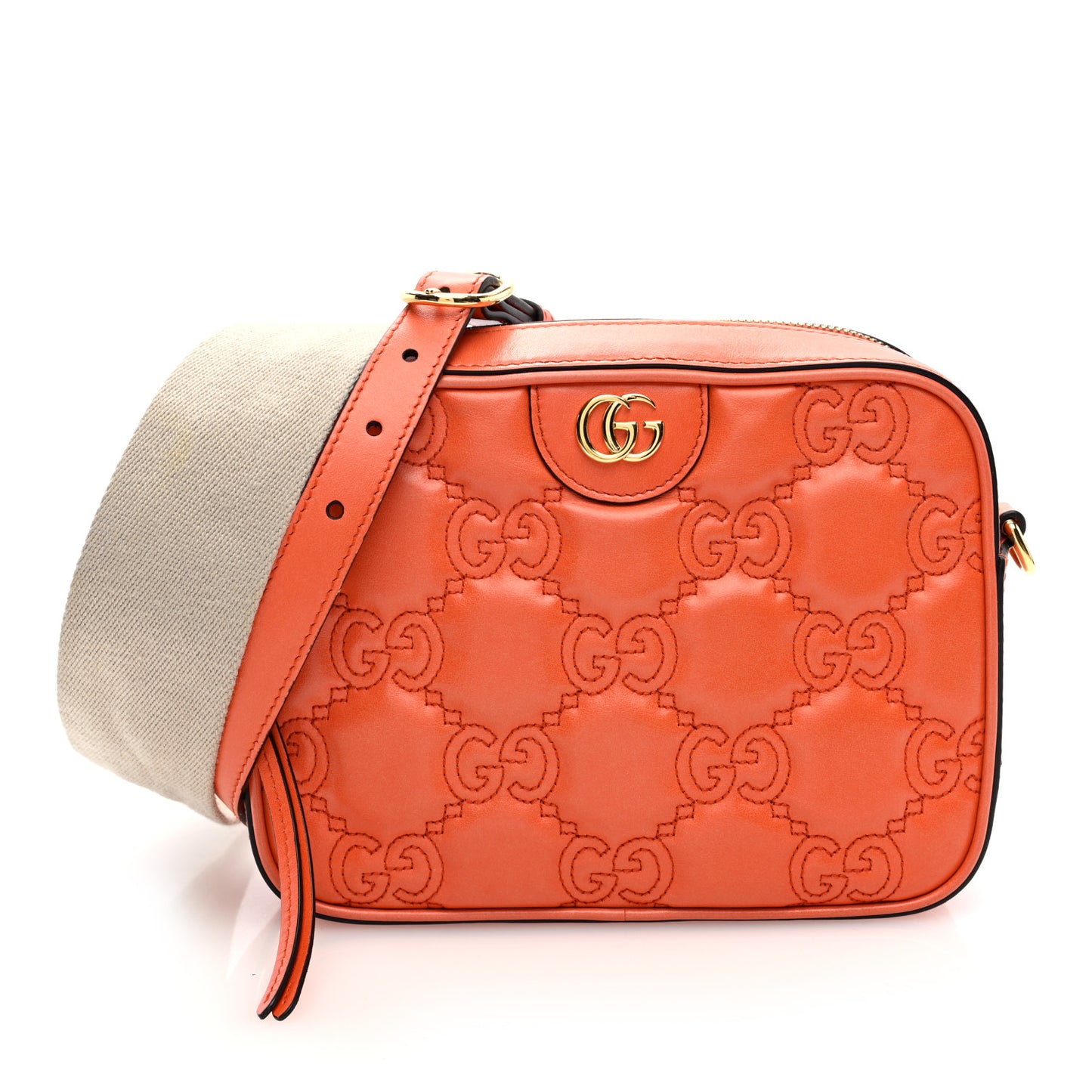 Calfskin GG Matelasse Shoulder Bag Spring Orange Natural