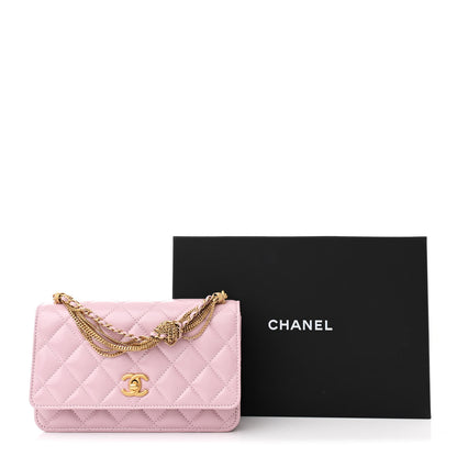 Chanel Shiny Calfskin Quilted Wallet on Chain WOC Pink 12 of 12