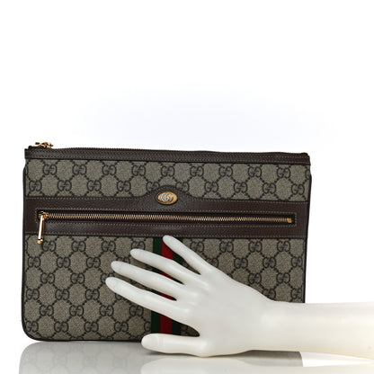 Gucci GG Supreme Monogram Large Ophidia Pouch Clutch Brown 2 of 12