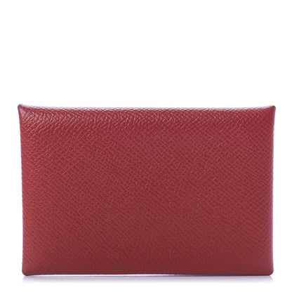 Hermes Epsom Calvi Card Case Rouge Garance 1 of 9