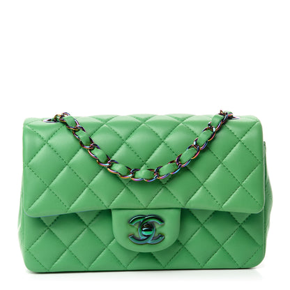 Chanel Lambskin Quilted Mini Rectangular Flap Green Blue 1 of 10