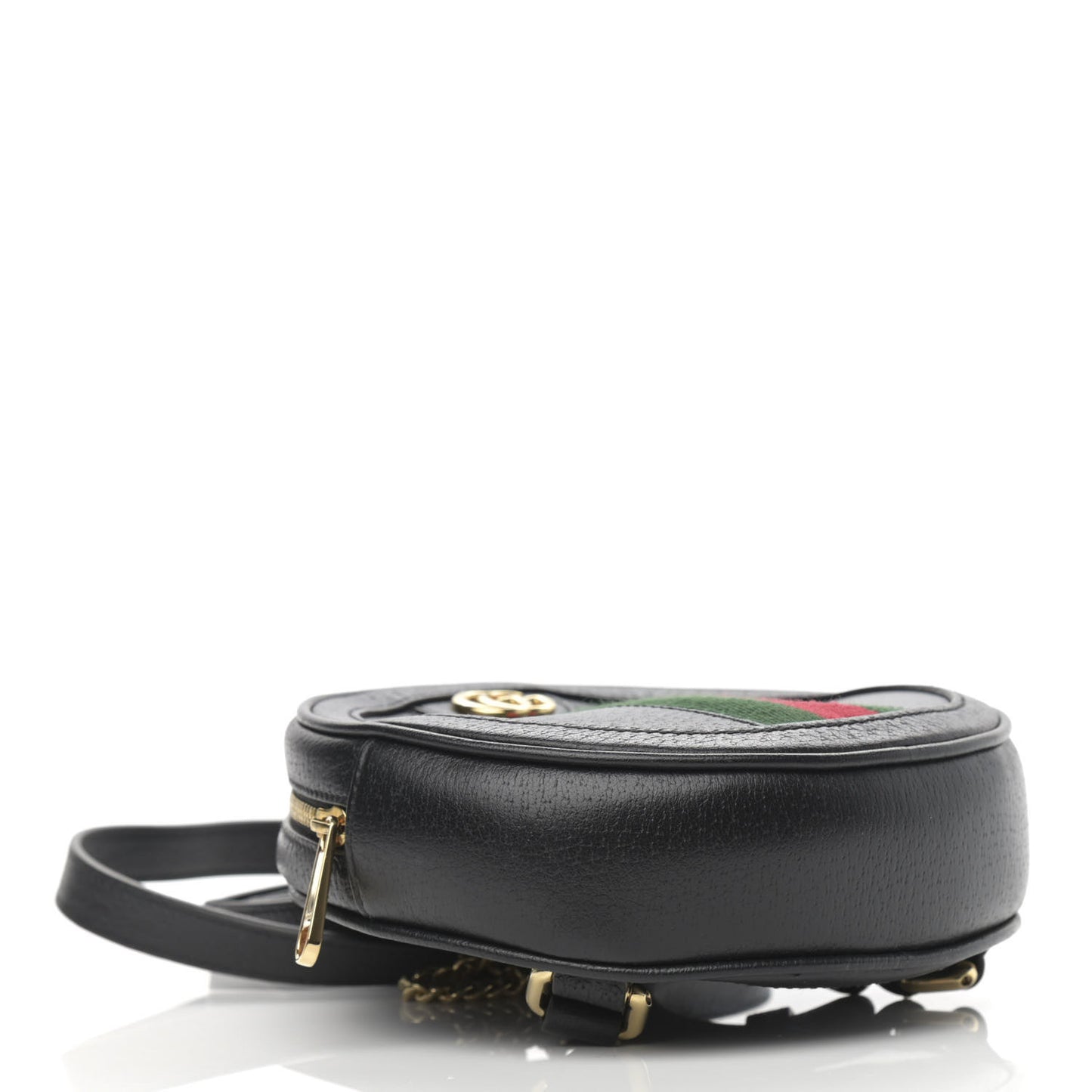 Grained Calfskin Web Mini Ophidia Round Backpack Black