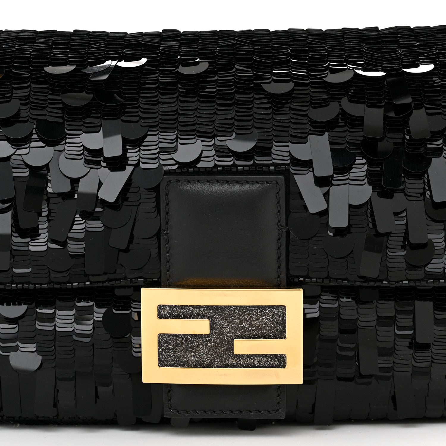 Fendi Sequin Paillettes Shiny Nappa Sex and the City Baguette Black 8 of 10