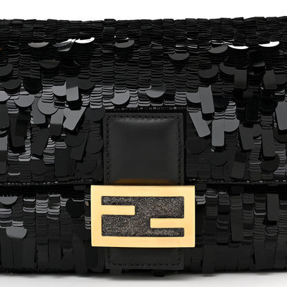 Fendi Sequin Paillettes Shiny Nappa Sex and the City Baguette Black 8 of 10