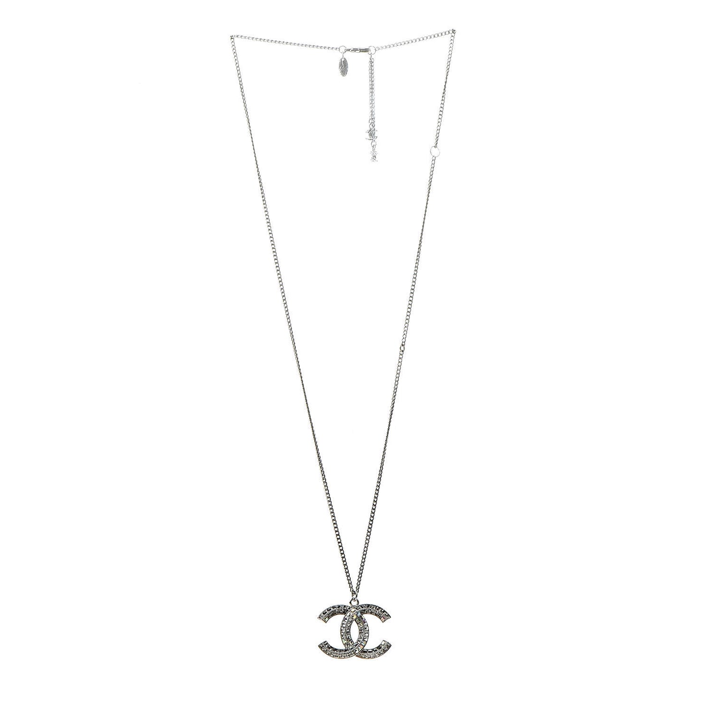 Baguette Crystal CC Necklace Silver