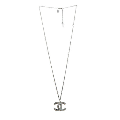 Chanel Baguette Crystal CC Necklace Silver 3 of 6
