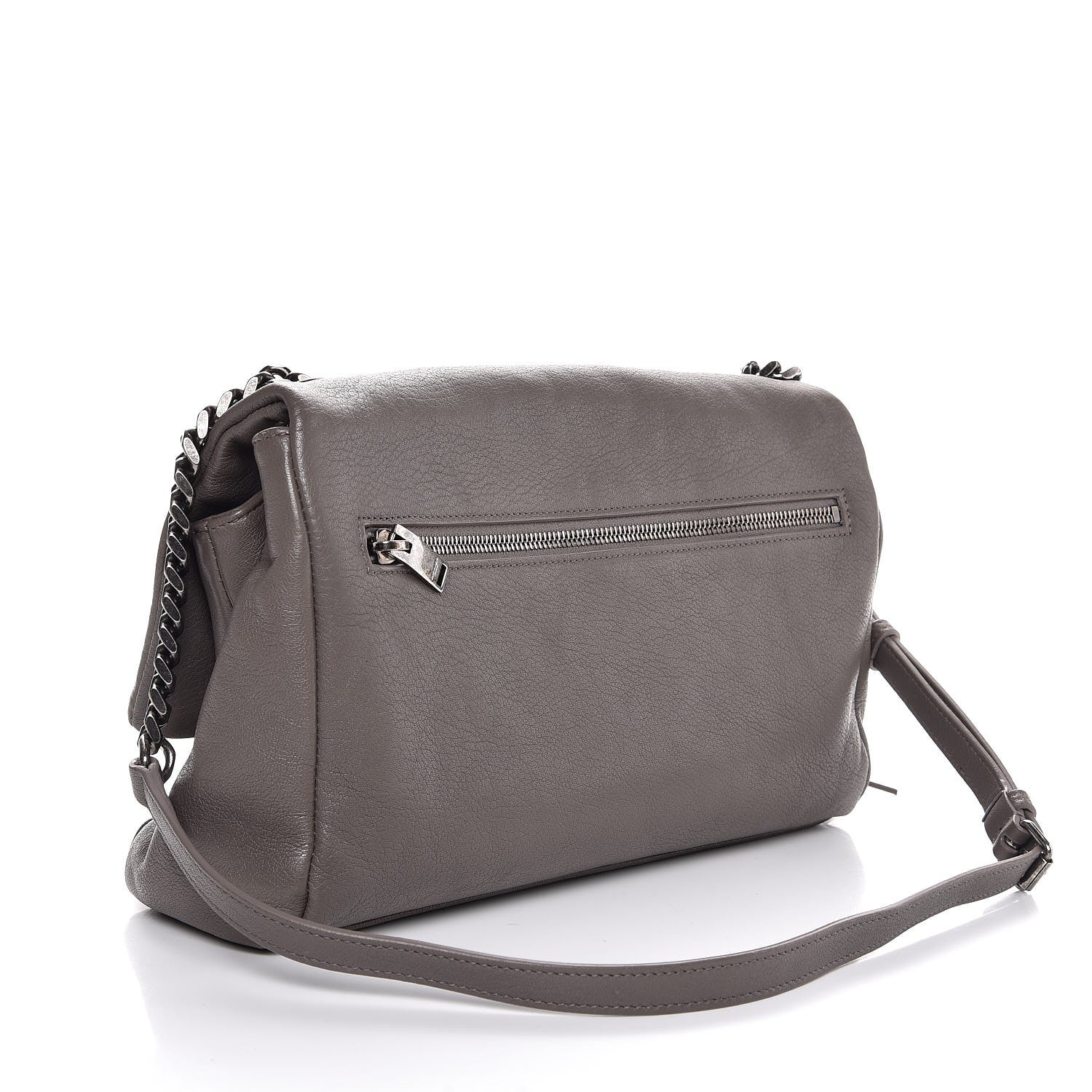 Saint Laurent Sheepskin Medium West Hollywood Monogram Fold-Over Bag Grey 3 of 8