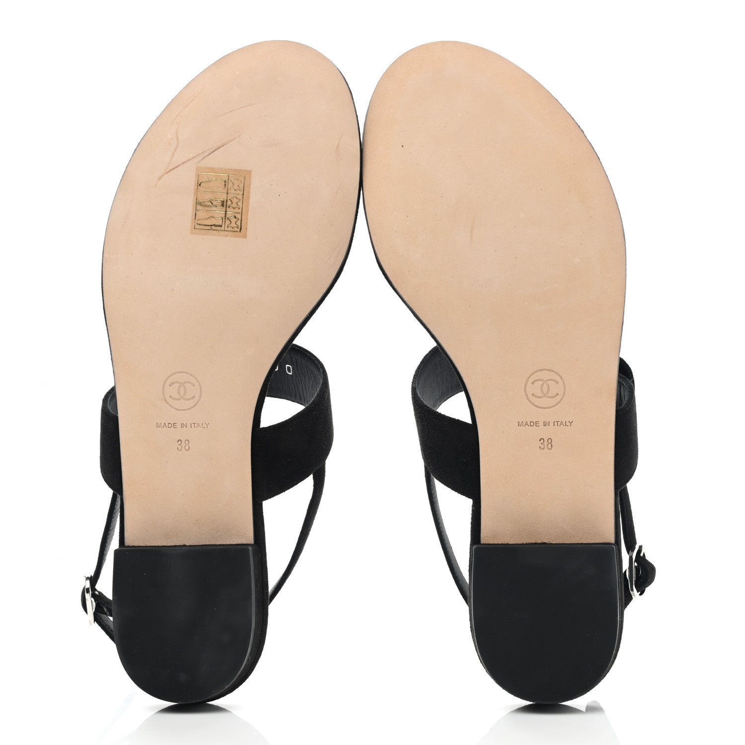 Chanel Suede CC Thong Sandals 38 Black 5 of 9